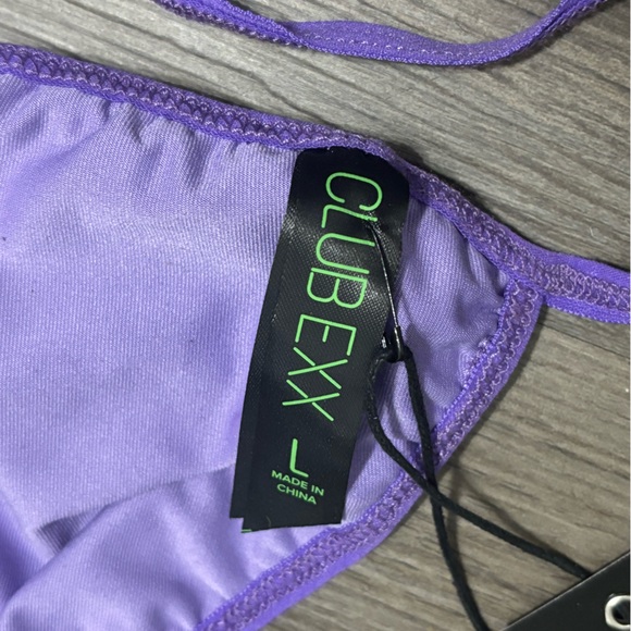 NWT Dolls Kill / Club Exx Purple Royal Reef Diva Sequin Wrap Top - Picture 7 of 7